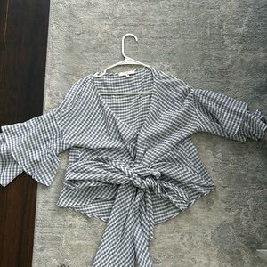 Wayf Wrap Around Gingham Crop top size xs